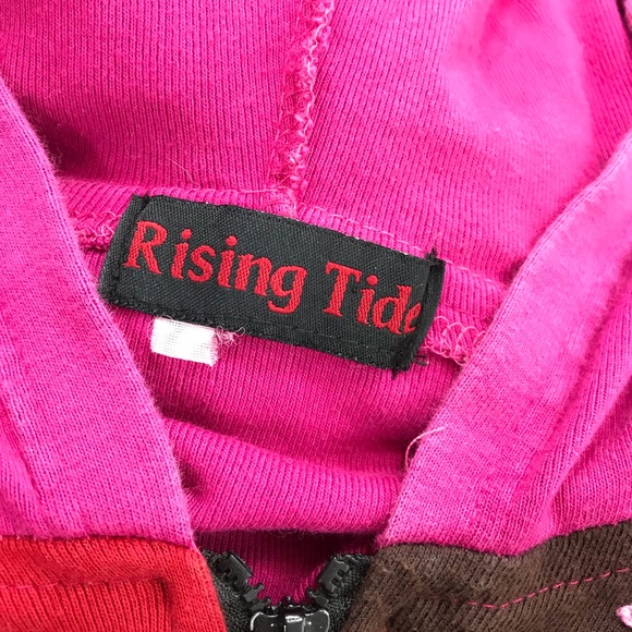 Rising Tide Zip Front Hoodie Bright Patchwork Sz M - Picture 2 of 4